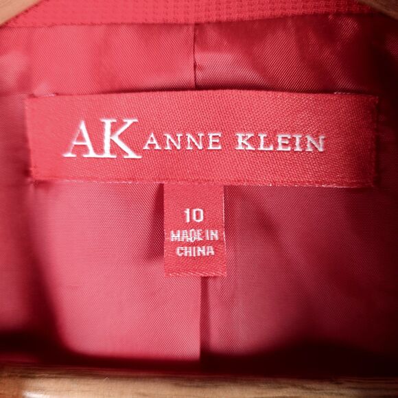 Anne Klein Blazer 10 Red Peplum Back Classic One Button Jacket Workwear Pockets - Picture 3 of 16